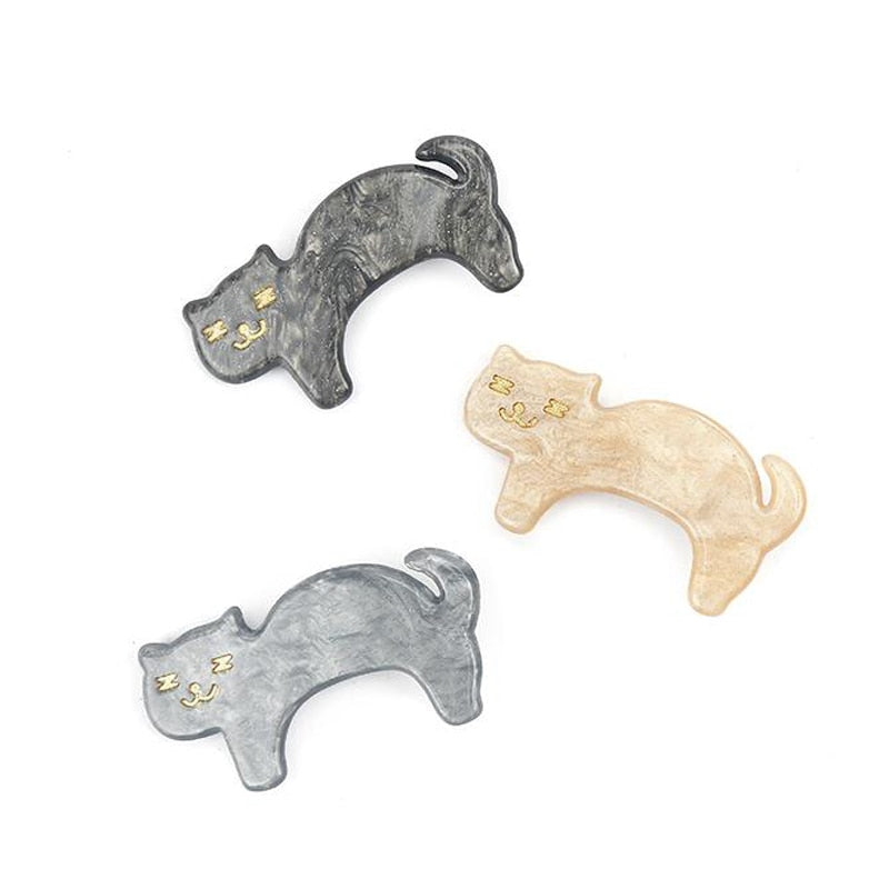 Women Animals Hair Accessories Solid Color Cartoon Cat Hairpins Jewelry Acrylic Buckbill Hair Clip Headwear