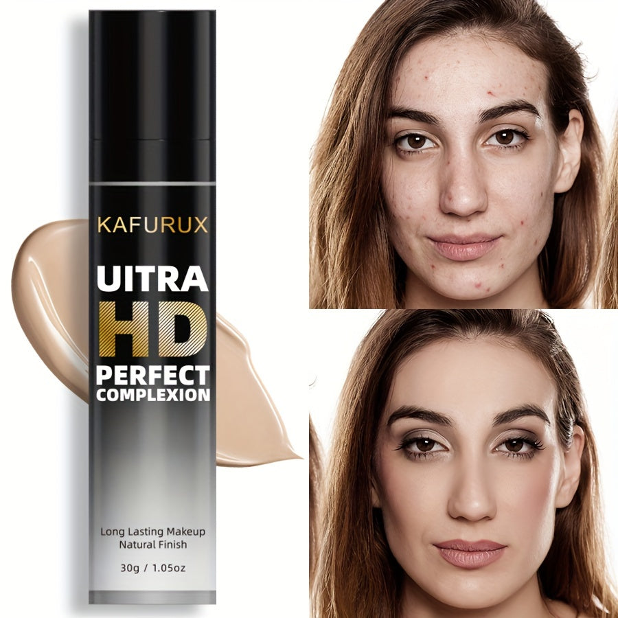 KAFURUX Ultra HD Perfect Complexion: Long Lasting Makeup with Natural Matte Finish - Suitable for All Skin Types and Conceals Dark Circles, Acne, and Blemishes