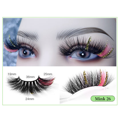 New Bright Pink Mink Hair Christmas Decoration Sequins False Eyelashes 25mm Eyelashes