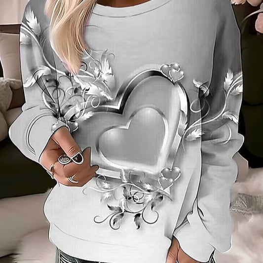 Fashion Love Long Sleeve Women's Polyester Sweater Applique Love - BEAUTY BOUTIQUE