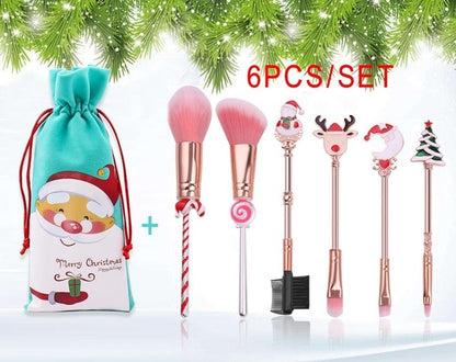 Christmas Makeup Brushes Set Soft Synthetic Hair Cosmetic Eyeliner Foundation Powder Blending Eye Shadow Makeup Tools