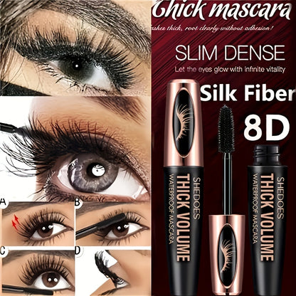 8D Silk Fiber Lash Mascara Waterproof Mascara For Eyelash Extension Black Thick Eye Lashes Curler Cosmetic 1Pc, Gifts For Women Contain Plant Squalene