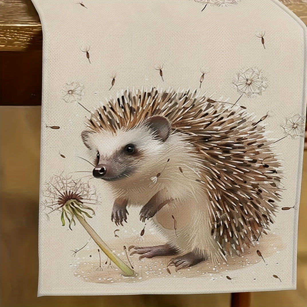 Charming Hedgehog Table Runner - Modern Linen, Dustproof & Perfect For Home Decor And Parties, 33.02X182.88 cm