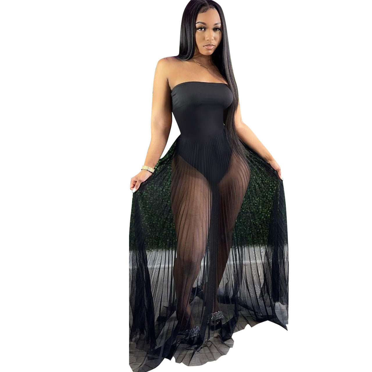 Sexy Mesh See-through Dress With Wrapped Chest - BEAUTY BOUTIQUE