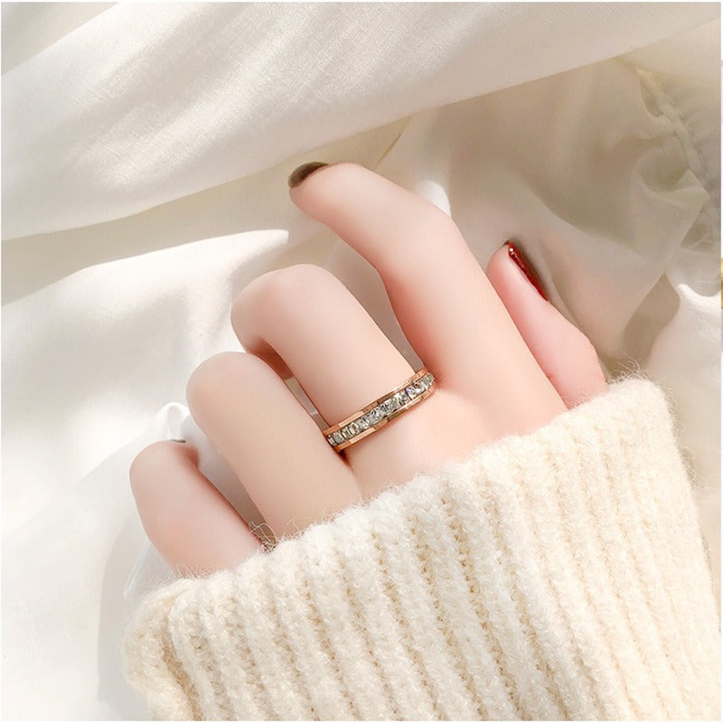 Personalized Single And Double Row Diamond Ring Women Titanium Steel Full Of Diamonds Fashion Ring Does Not Lose Color Full Of Stars Jewelry