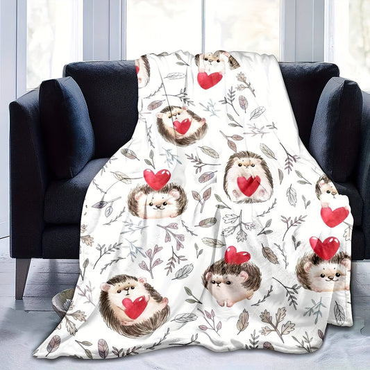 1pc Hedgehog Blanket Hedgehog Gift For Girls Boys, Cute Animal Throw Blanket Soft Cozy Flannel Bed Blanket For Couch Bedroom Sofa, Funny Gifts For Hedgehog Lovers