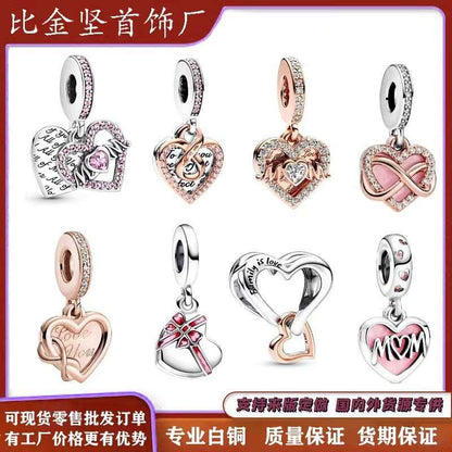 Pan Jiaduola White Copper Plated 925 Valentine's Day Mother's Day Love Pendant DIY Accessories Pendant Gift