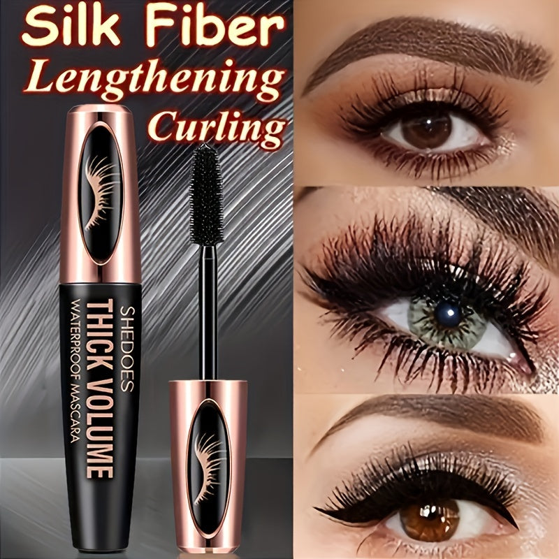 8D Silk Fiber Lash Mascara Waterproof Mascara For Eyelash Extension Black Thick Eye Lashes Curler Cosmetic 1Pc, Gifts For Women Contain Plant Squalene