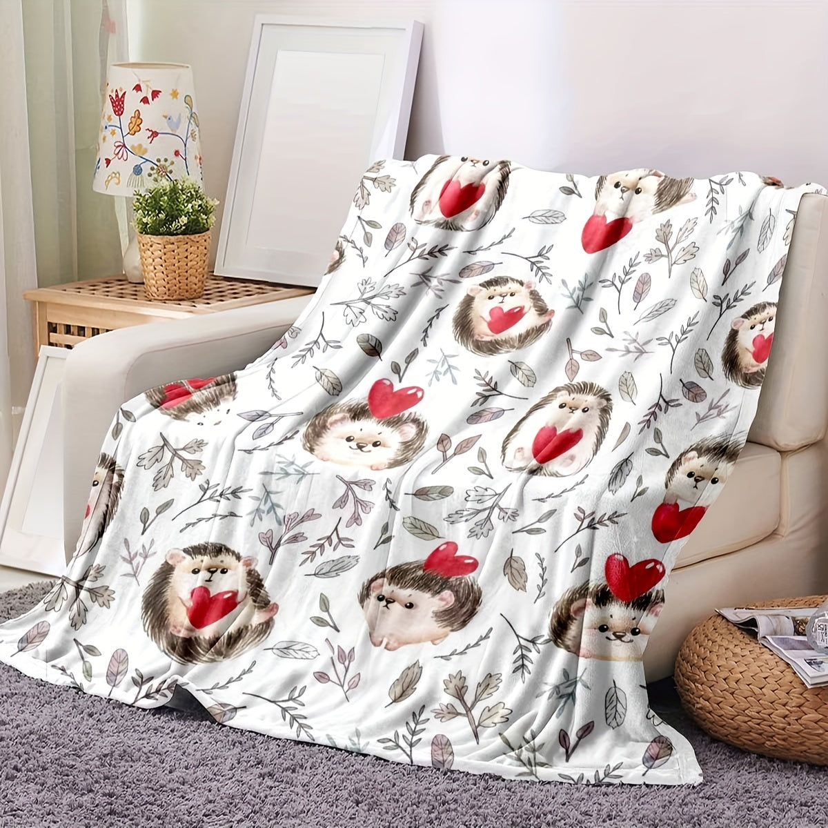 1pc Hedgehog Blanket Hedgehog Gift For Girls Boys, Cute Animal Throw Blanket Soft Cozy Flannel Bed Blanket For Couch Bedroom Sofa, Funny Gifts For Hedgehog Lovers