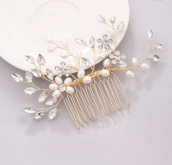 Pearl hair comb headdress Hand-woven crystal comb hair accessories