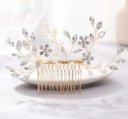 Pearl hair comb headdress Hand-woven crystal comb hair accessories