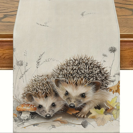 Charming Hedgehog Table Runner - Modern Linen, Dustproof & Perfect For Home Decor And Parties, 33.02X182.88 cm