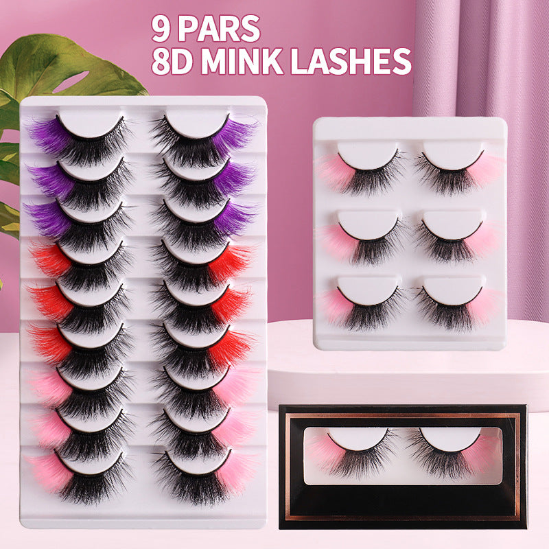 Colorful False Eyelashes At The End Of Each Eye Multi Layer Fluffy Color Imitation Mink Hair Fox Eye Cat Eye Eyelashes