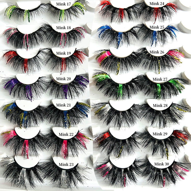 New Bright Pink Mink Hair Christmas Decoration Sequins False Eyelashes 25mm Eyelashes