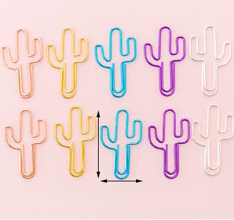 10 pcs/pack cute Cactus star Ice Cream Mini Paper Clips Kawaii Stationery Metal Clear Binder Clips Photos Tickets Notes Letter