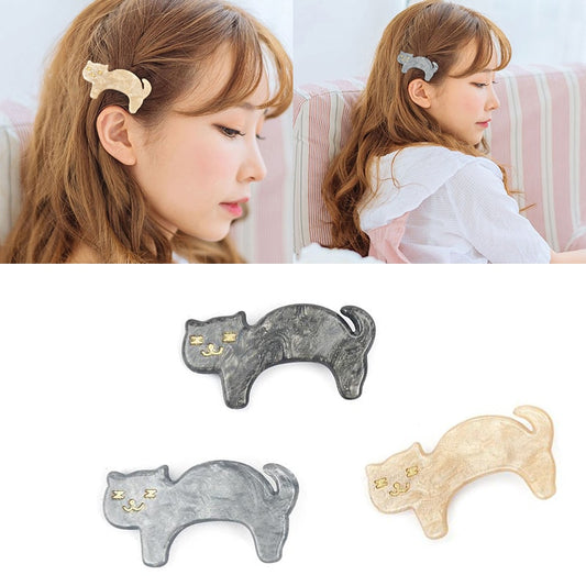 Women Animals Hair Accessories Solid Color Cartoon Cat Hairpins Jewelry Acrylic Buckbill Hair Clip Headwear