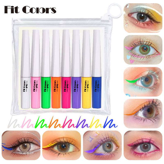 Fit Colors Fluorescent Color Liquid Eyeliner 8 Colors Waterproof Sweat-proof Quick-Drying Color Eyeliner Set