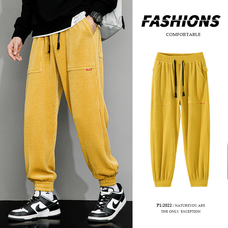 Men's Plus-sized Plus-sized Autumn Fashion Brand Loose Wide Leg Corduroy Men's Sports Casual Pants