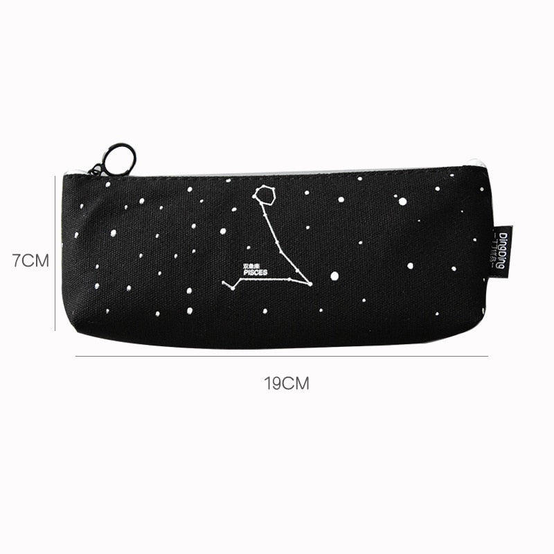 Fresh Pencil Bag Student Cotton and Linen Pencil Bag Female Constellation Stationery Bag