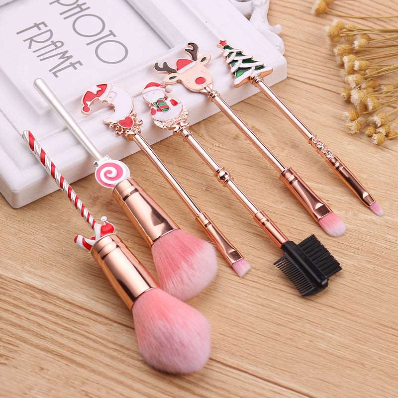 Christmas Makeup Brushes Set Soft Synthetic Hair Cosmetic Eyeliner Foundation Powder Blending Eye Shadow Makeup Tools