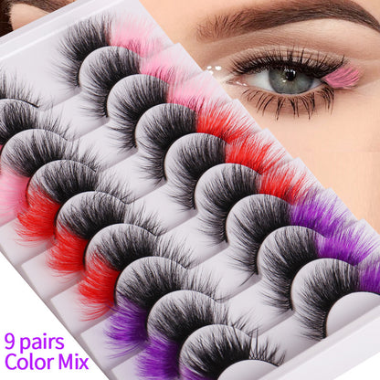 Colorful False Eyelashes At The End Of Each Eye Multi Layer Fluffy Color Imitation Mink Hair Fox Eye Cat Eye Eyelashes