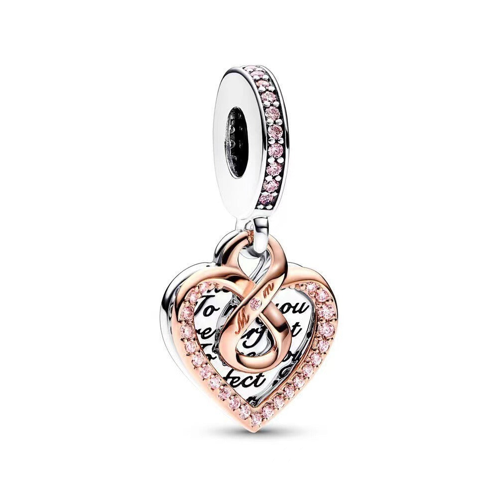 Pan Jiaduola White Copper Plated 925 Valentine's Day Mother's Day Love Pendant DIY Accessories Pendant Gift