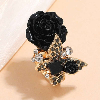 Rose Ring Ethnic Style Butterfly Ring Vintage Bohemian Alloy Popular Handpiece