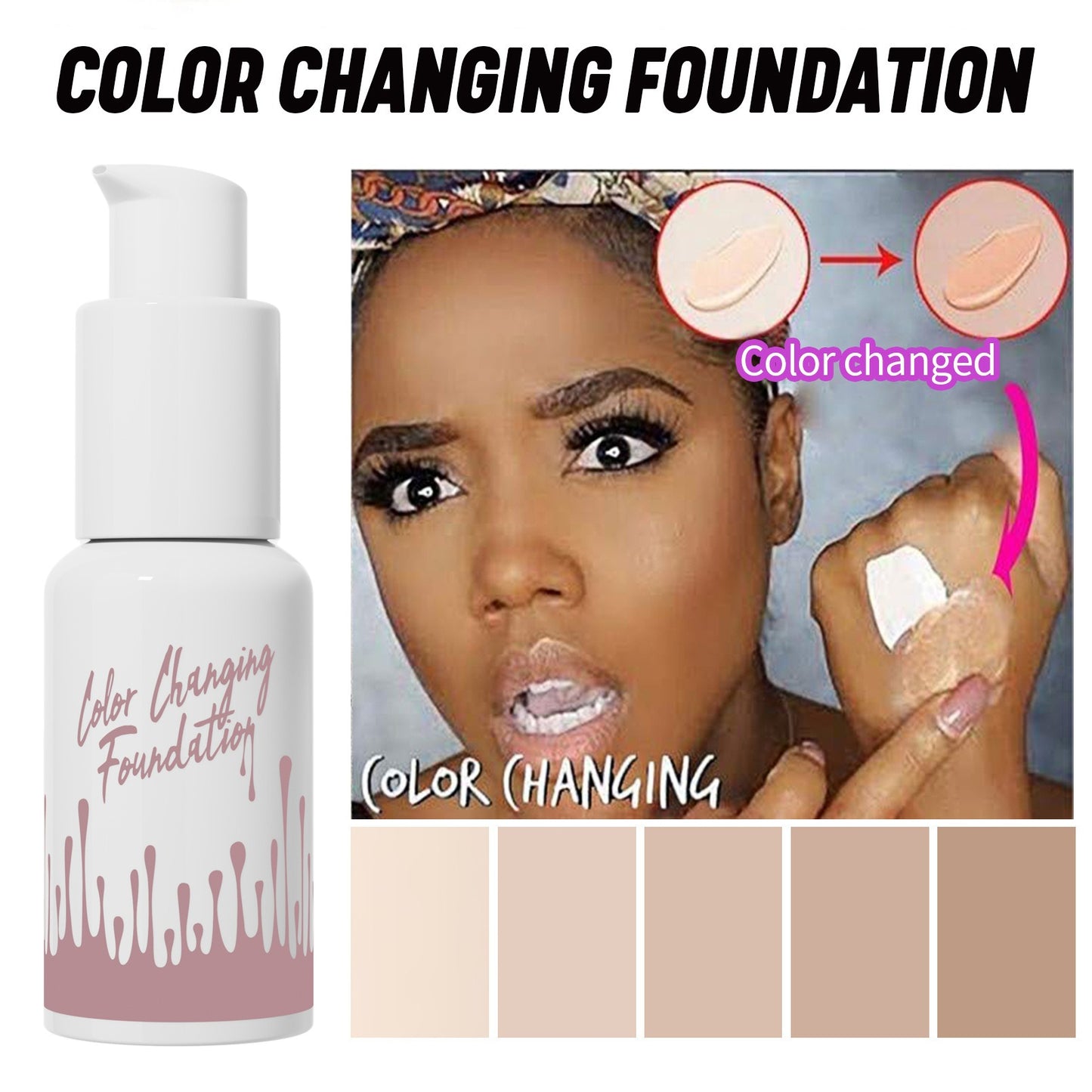 HelloKiss  Color changing foundation full coverage waterproof liquid foundation matte dark skin makeup concealer