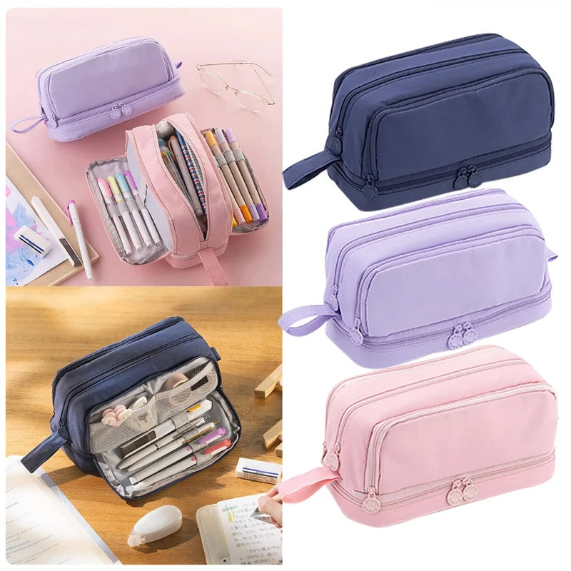 Student essential learning supplies multifunctional large capacity stationery bag pencil case