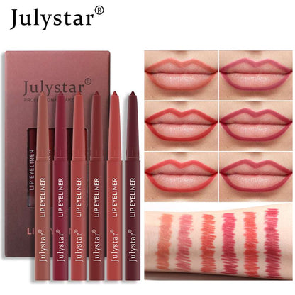 Lipstick Pink Six Pack Lipstick Pen Waterproof Matte Velvet Fog Rotary Lipliner