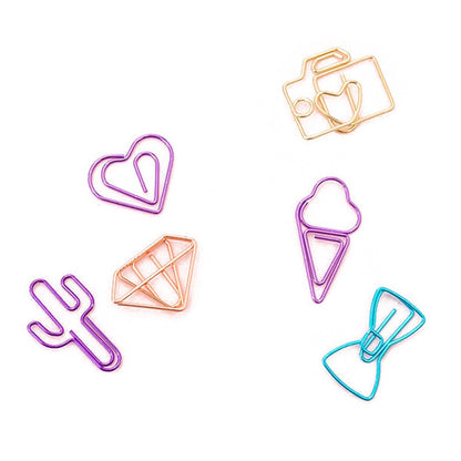 10 pcs/pack cute Cactus star Ice Cream Mini Paper Clips Kawaii Stationery Metal Clear Binder Clips Photos Tickets Notes Letter