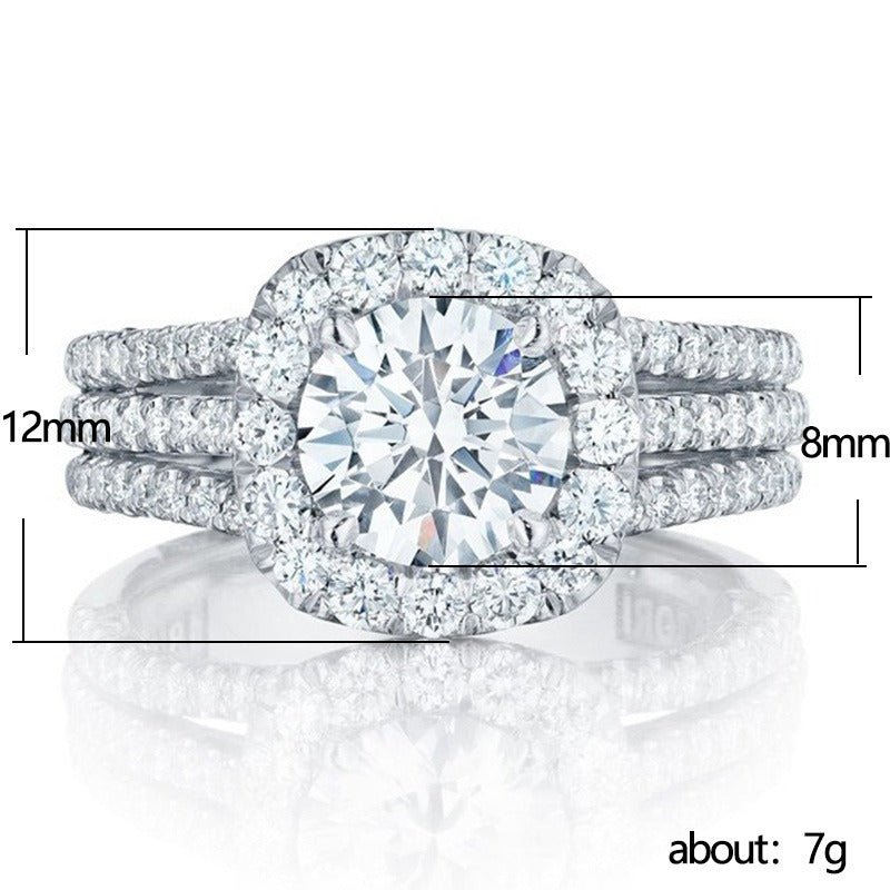 New Fashion Ring Full Diamond Zircon Copper Jewelry Wedding Ring