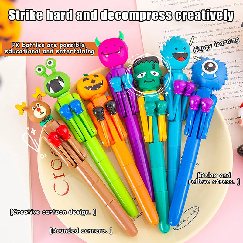 Funny Boxing Pen Vampire Pumpkin Monster Snowman Santa Claus Ballpoint Pen Decompression Toy Tricky Toys Stationery Supplies