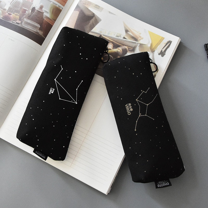 Fresh Pencil Bag Student Cotton and Linen Pencil Bag Female Constellation Stationery Bag