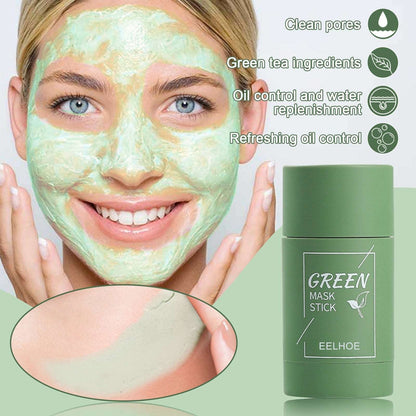 EELHOE Green Tea Solid Mask Deep Cleansing And Hydrating Mask Stick Shrinkage Of Pores Applicator Clay Mask