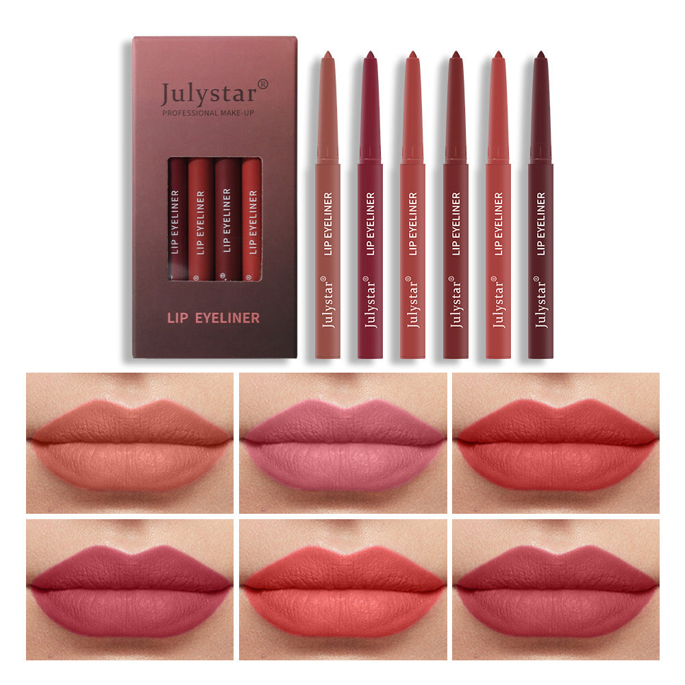 Lipstick Pink Six Pack Lipstick Pen Waterproof Matte Velvet Fog Rotary Lipliner