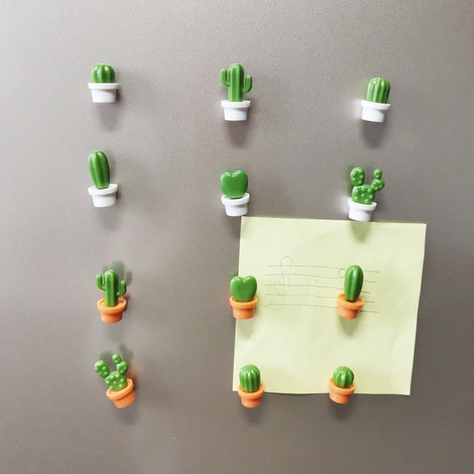 6pcs Cute Cactus Fridge Magnets - 3D Succulent Stickers