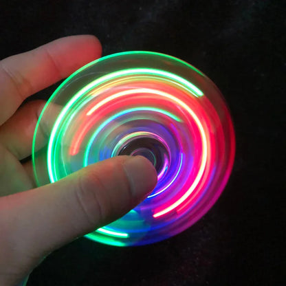 Crystal Luminous LED light Fidget Spinner Hand Top Spinners Glow in Dark EDC Stress Relief Toys Kinetic Gyroscope for Children