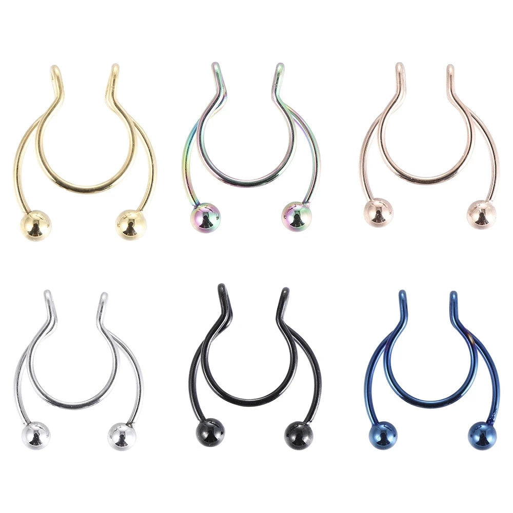 1pcs U Shaped Fake Nose Ring Hip Hoop Septum Rock Stainless Steel Magnet Nose Piercing Punk Piercing Body Jewelry