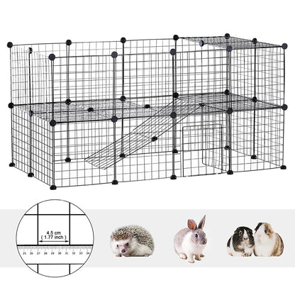 36PCS Iron Mesh Small Animal Cage DIY Kennel Fence Running Play Pen Pet Playpen Cat Rabbits Guinea Hamster Crate House Barrier