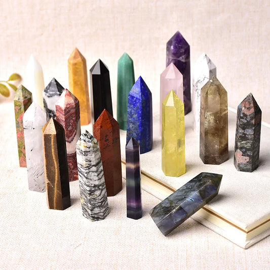 36 Color Natural Stone Crystal Point Wand - Healing Energy Decor