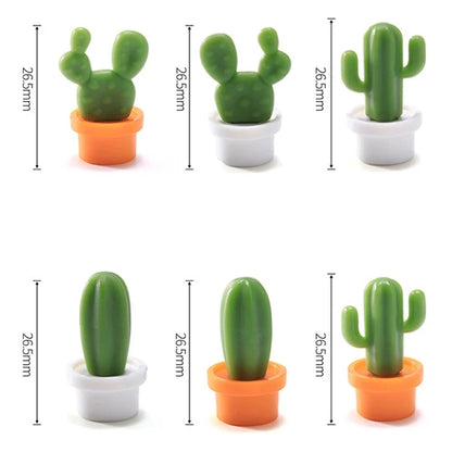 6pcs Cute Cactus Fridge Magnets - 3D Succulent Stickers