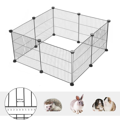 8PCS Iron Mesh Rabbit Cage Indoor Bunny Large Kennel Fence Running Play Pen Pet Playpen Cat Guinea Hamster Crate House Barrier