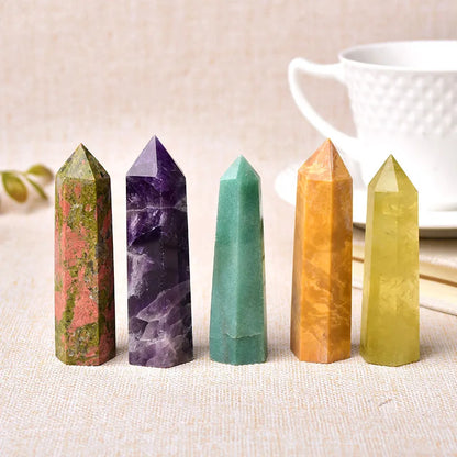 36 Color Natural Stone Crystal Point Wand - Healing Energy Decor