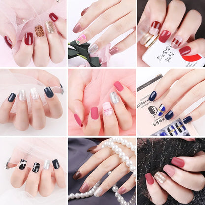 30pcs False Nail Artificial Tips with Glue for design short Fake Nails False Nail capsule art accessaries Press on Nails