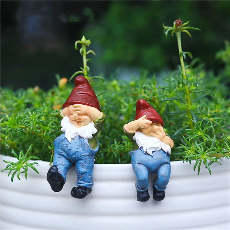 6PCS Funny Garden Resin Dwarf Gnomes Ornaments