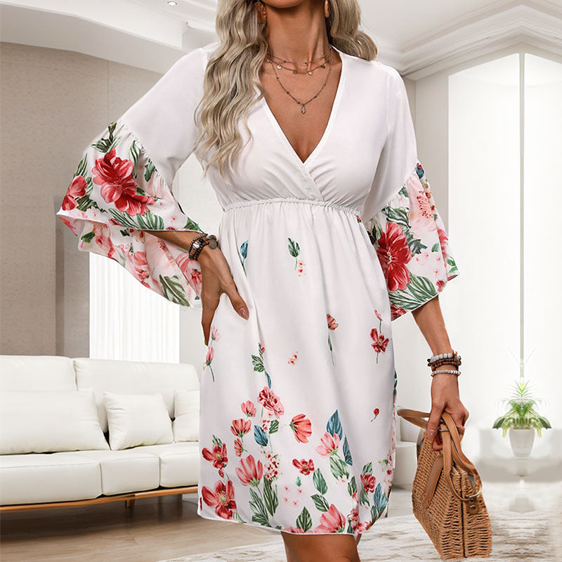 Women's Fashion Half Sleeve Printing Dress