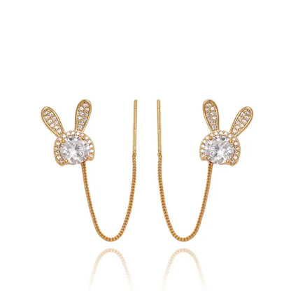 Xinchuangyi Douyin New Zircon Rabbit Ear Wire Fashion Classic Niche Light Luxurious Temperament Cute Rabbit Ear Wire