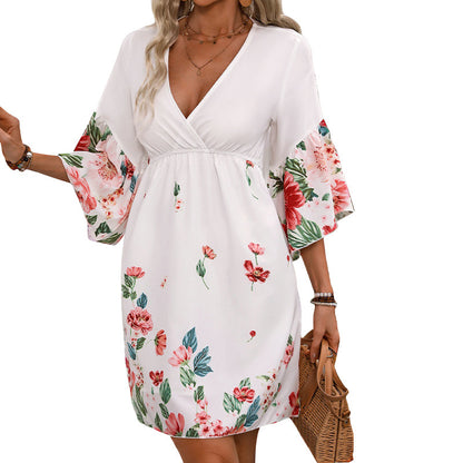 Women's Fashion Half Sleeve Printing Dress