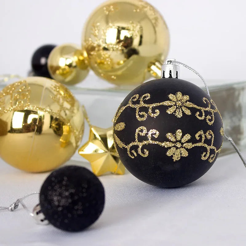 44Pcs/box Christmas Balls Decorative Supplies Exquisitely Painted Christmas Tree Pendants New Year Party Home Decoration